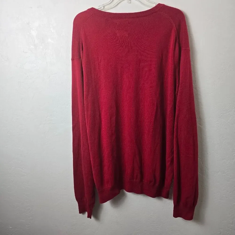 Chaps Cashmere Red V-Neck Sweater Men’s XXL Old Money Grandpa Core Luxury Knit